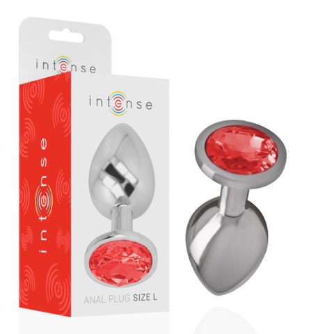 Plug anal en métal aluminium avec cristal rouge taille L