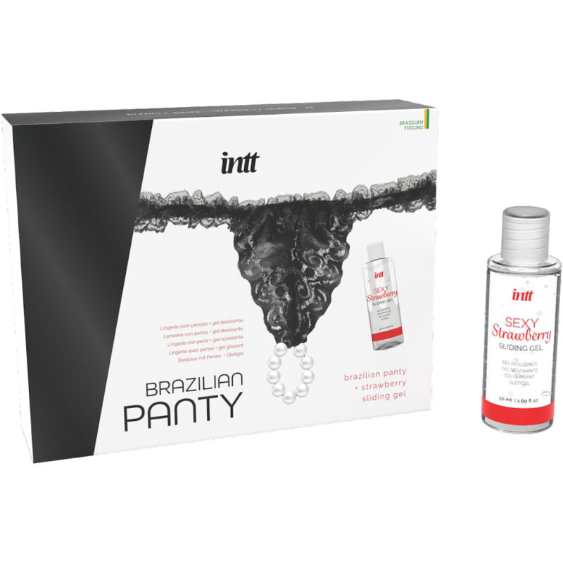 Culotte brésilienne noire avec perles et gel lubrifiant 50 ML — INTT RELEASES, vue 2