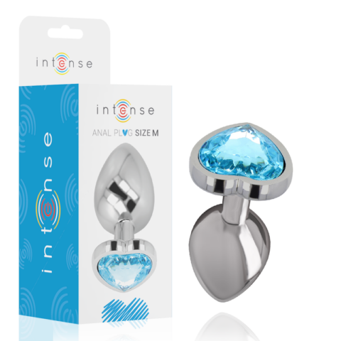 Plug anal métal aluminium coeur bleu taille M