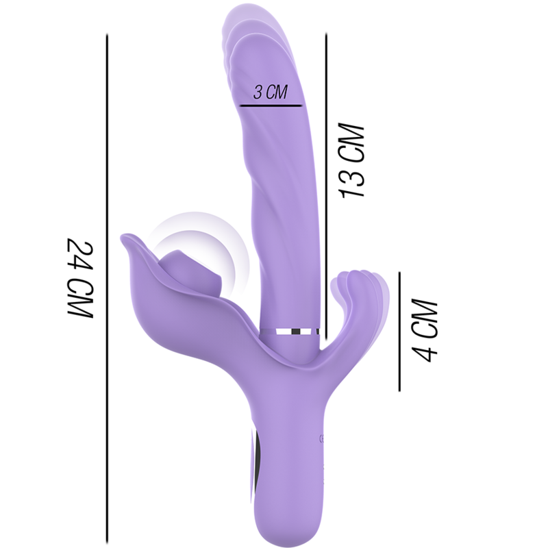 Billie vibrateur à aspiration rechargeable multifonctionnel avec bouton poussoir violet — INTENSE, vue 3