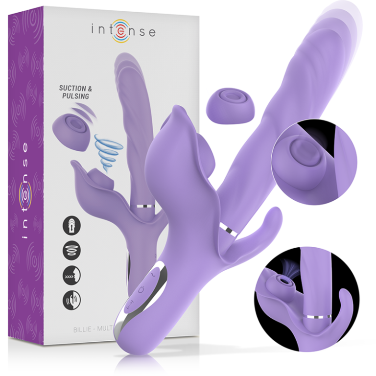Billie vibrateur à aspiration rechargeable multifonctionnel avec bouton poussoir violet — INTENSE