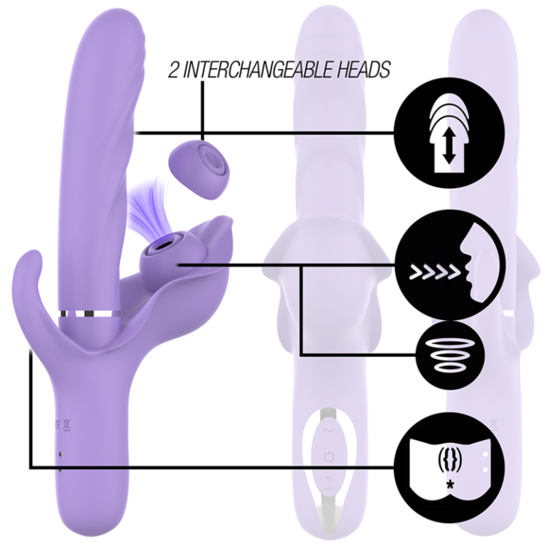 Billie vibrateur à aspiration rechargeable multifonctionnel avec bouton poussoir violet — INTENSE, vue 2