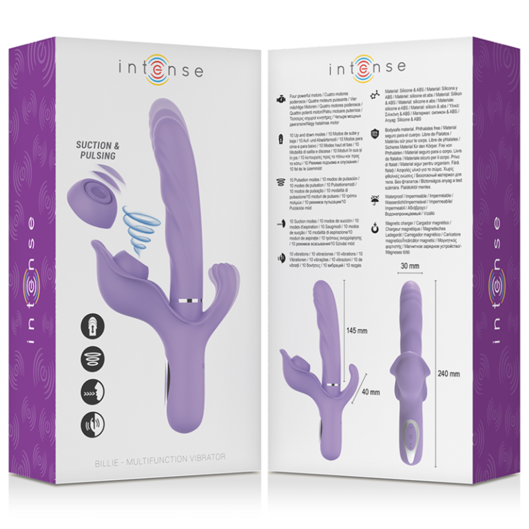 Billie vibrateur à aspiration rechargeable multifonctionnel avec bouton poussoir violet — INTENSE, vue 5