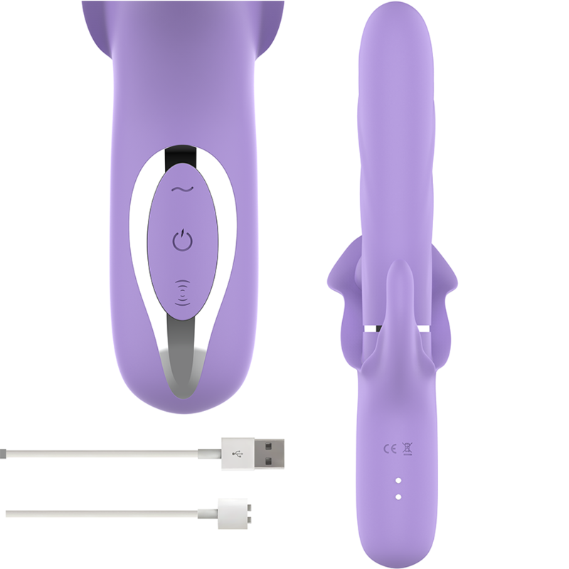 Billie vibrateur à aspiration rechargeable multifonctionnel avec bouton poussoir violet — INTENSE, vue 4