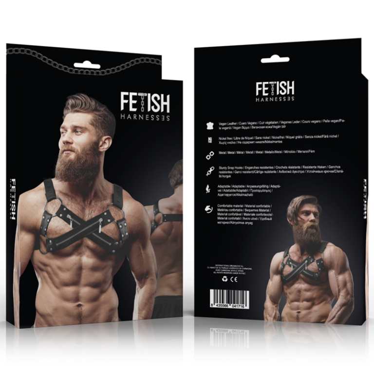 Harnais de poitrine croisé en néoprène réglable avec fermetures glissière pour hommes — FETISH SUBMISSIVE ATTITUDE, vue 6