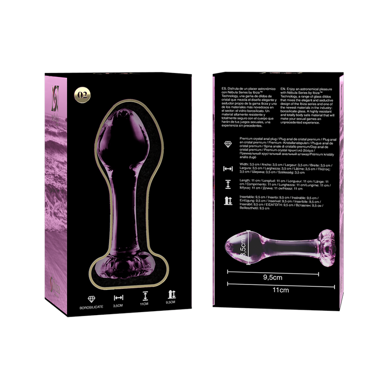 Plug anal modèle 2 verre borosilicate rose 11 CM -O- 3.5 CM — NEBULA SERIES BY IBIZA, vue 6