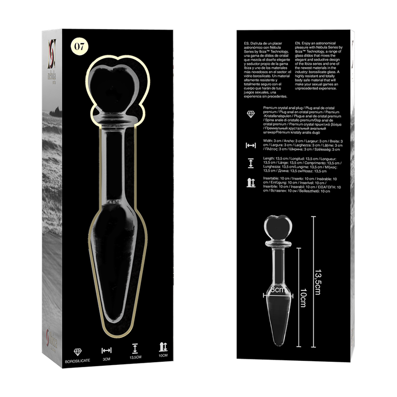 Plug anal modèle 7 verre borosilicate clair 13.5 CM -O- 3 CM — NEBULA SERIES BY IBIZA, vue 6