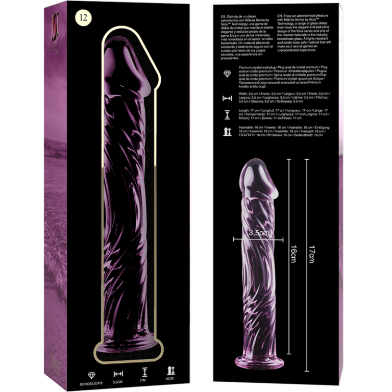 Modèle 12 gode en verre borosilicate rose 17 CM -O- 3.5 CM — NEBULA SERIES BY IBIZA, vue 6
