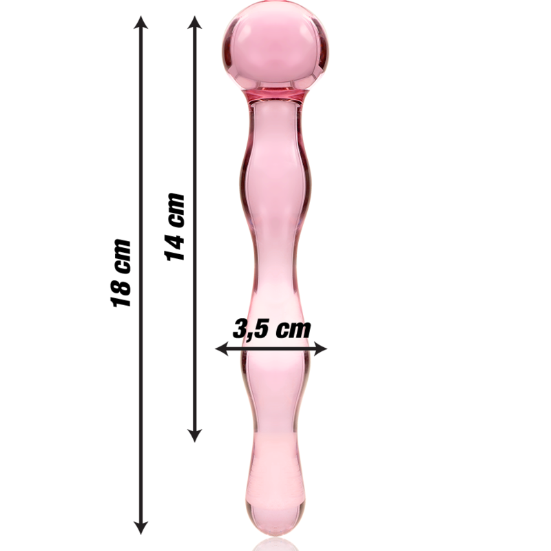 Modèle 13 gode en verre borosilicate rose 18 CM -O- 3.5 CM — NEBULA SERIES BY IBIZA, vue 3