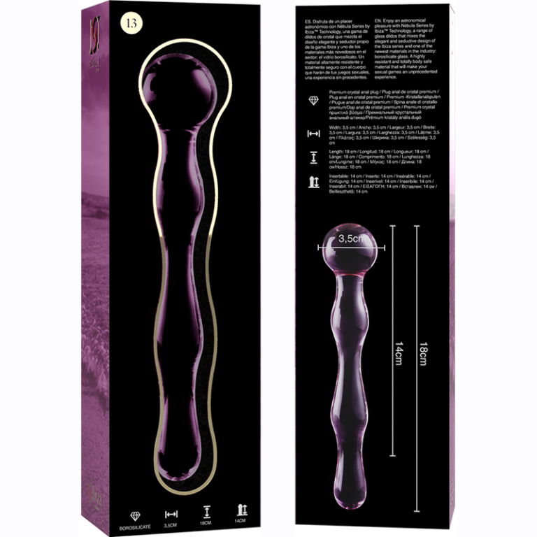 Modèle 13 gode en verre borosilicate rose 18 CM -O- 3.5 CM — NEBULA SERIES BY IBIZA, vue 6