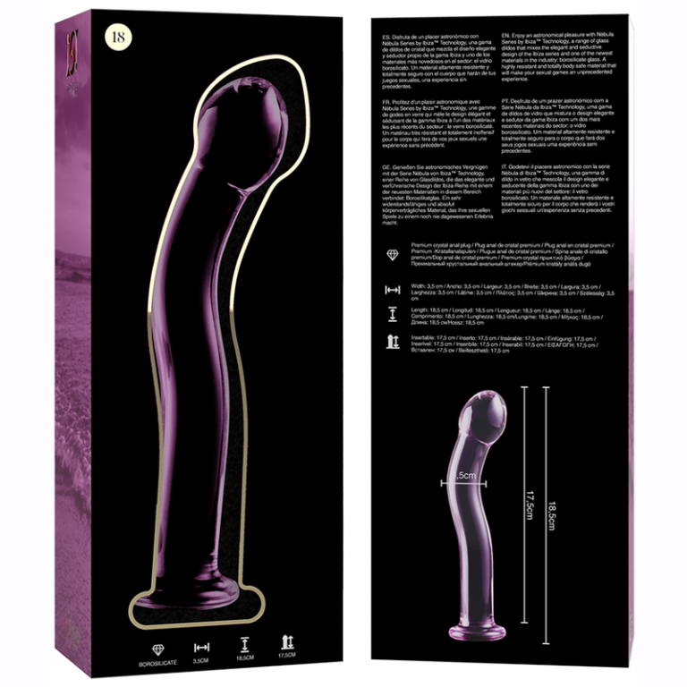 Modèle 18 gode en verre borosilicate rose 18.5 CM -O- 3.5 CM — NEBULA SERIES BY IBIZA, vue 6