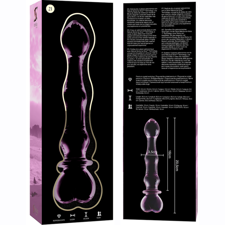 Modèle 21 gode en verre borosilicate rose 20.5 CM -O- 3.5 CM — NEBULA SERIES BY IBIZA, vue 6