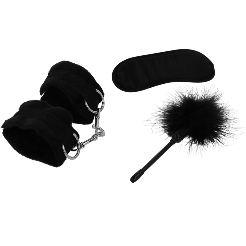 Fetish playset érotique 2 avec menottes, masque aveugle et tickler — INTENSE, vue 2