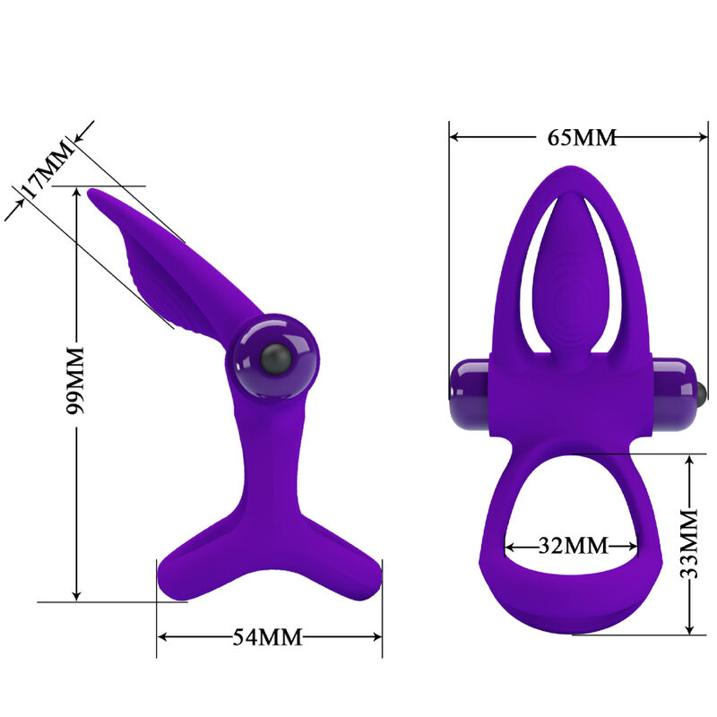 Anneau vibrateur 10 vibrations silicone violette — PRETTY LOVE, vue 6