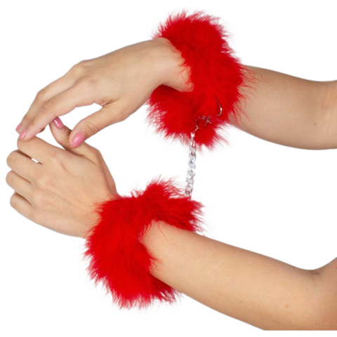 Menottes marabou rouge — SECRETPLAY