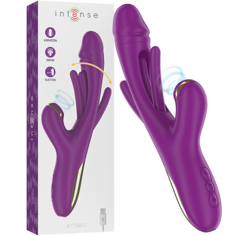 Ateneo vibrateur multifonction rechargeable 7 vibrations avec langue oscillante et aspiration violette — INTENSE