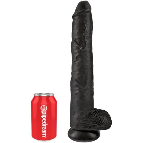 Pénis réaliste avec boules 30.5 CM noir — KING COCK