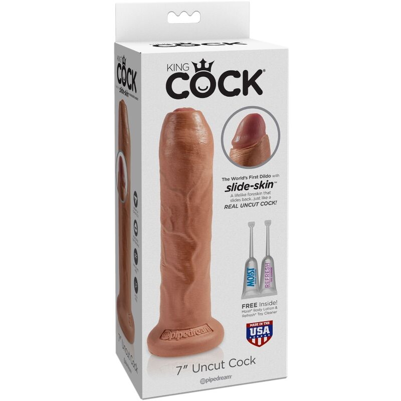 Pénis réaliste NON coupé 17.8 CM caramel — KING COCK, vue 3