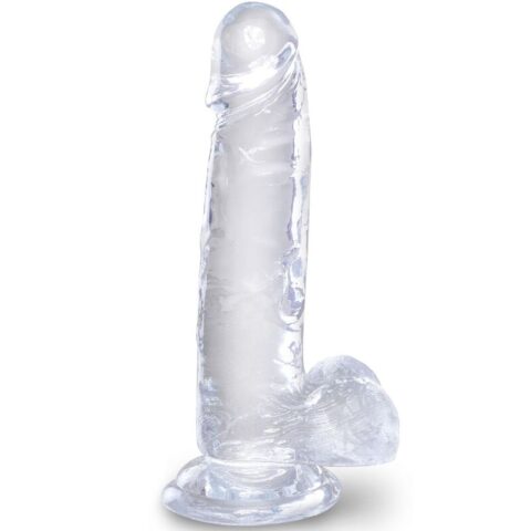 Clear pénis réaliste avec boules 15.2 CM transparent — KING COCK