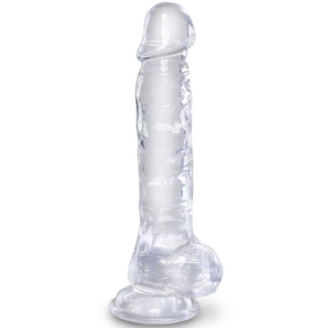 Clear pénis réaliste avec boules 16.5 CM transparent — KING COCK