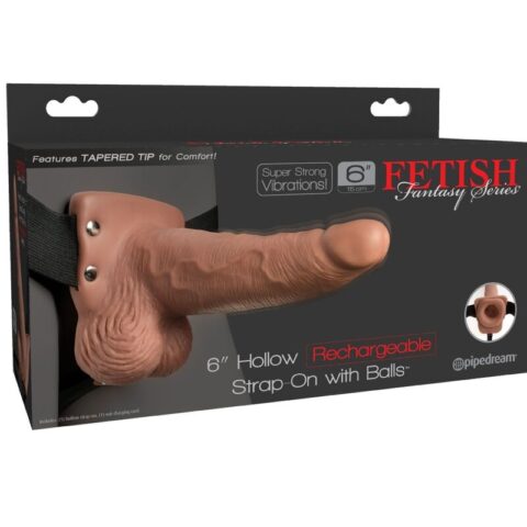 Harnais réglable pénis réaliste avec testicules rechargeables et vibrateur 15 CM — FETISH FANTASY SERIES