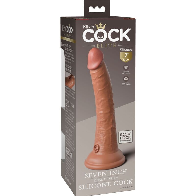 Elite gode réaliste en silicone 17.8 CM caramel — KING COCK, vue 5