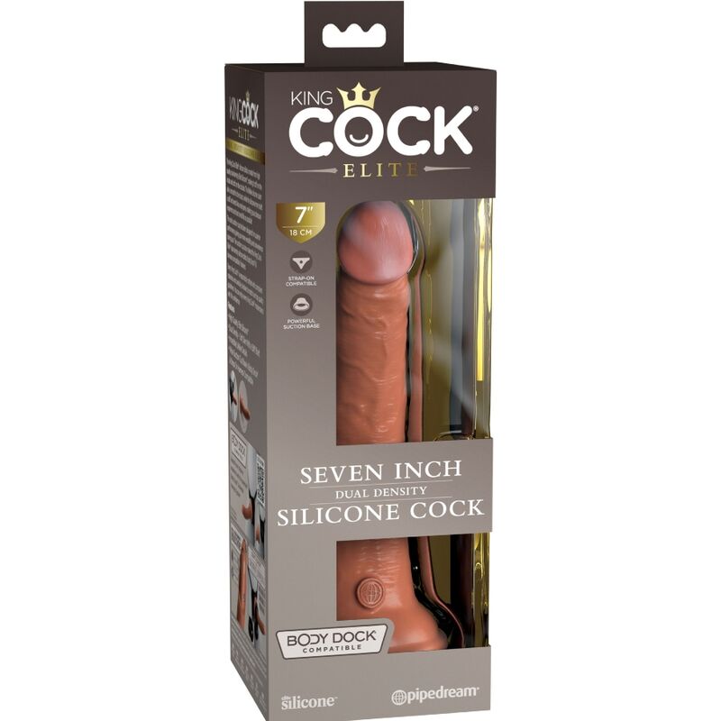 Elite gode réaliste en silicone 17.8 CM caramel — KING COCK, vue 6