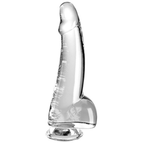 Clear gode avec testicules 15.2 CM transparent — KING COCK
