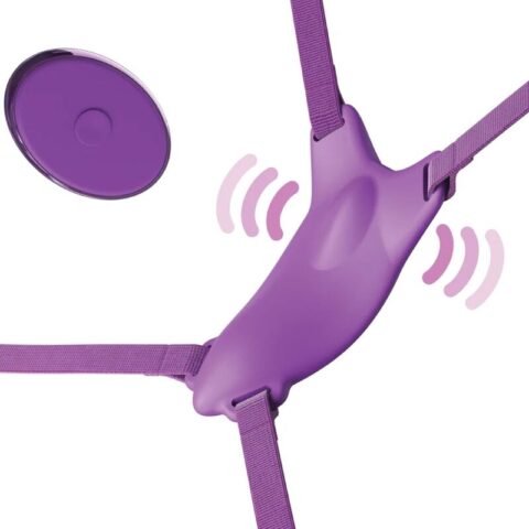 Harnais papillon vibrant, rechargeable & télécommande violet