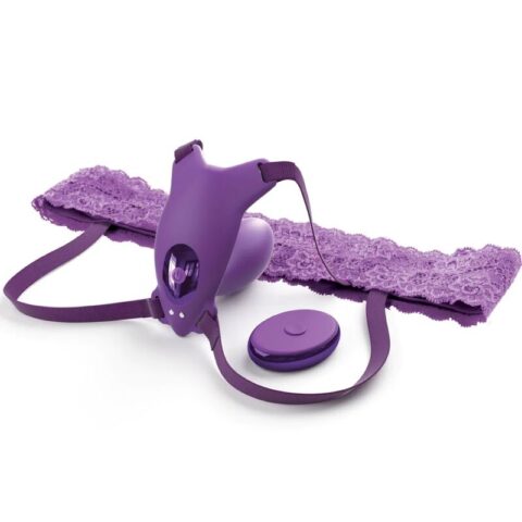Harnais papillon g-spot avec vibrateur, rechargeable et télécommande violet — FANTASY FOR HER