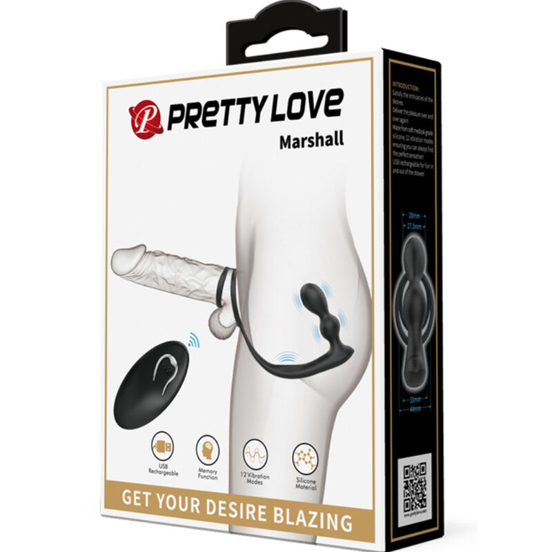 Anneau pénis marshall avec plug anal vibrant avec télécommande — PRETTY LOVE, vue 9