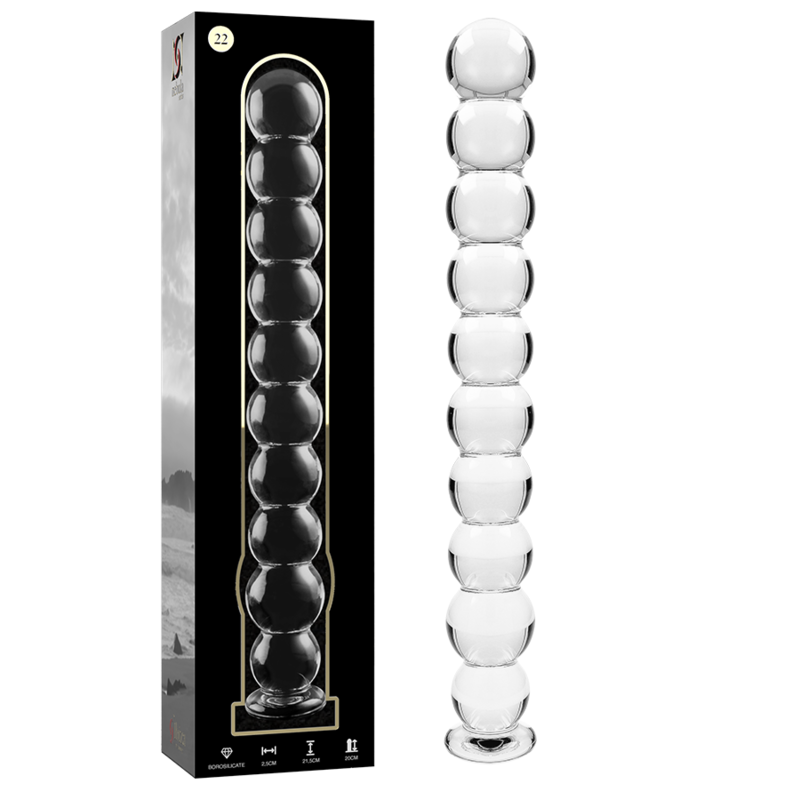 Modèle 22 gode en verre borosilicate clair 21.5 CM -O- 2.5 CM — NEBULA SERIES BY IBIZA, vue 2