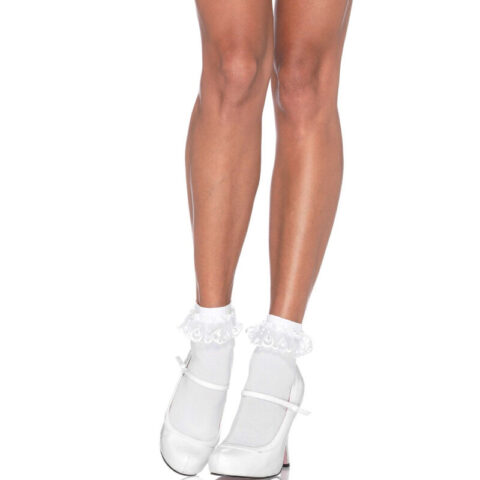 Chaussettes volants en dentelle blanche — LEG AVENUE