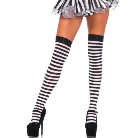 Chaussettes haute rayées noir/blanc — LEG AVENUE