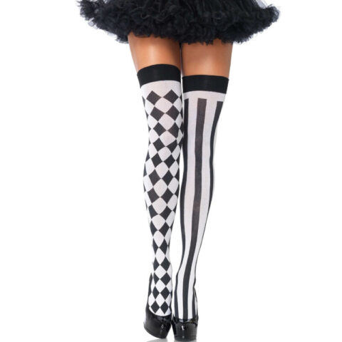 Chaussettes haute arlequin noir/blanc — LEG AVENUE