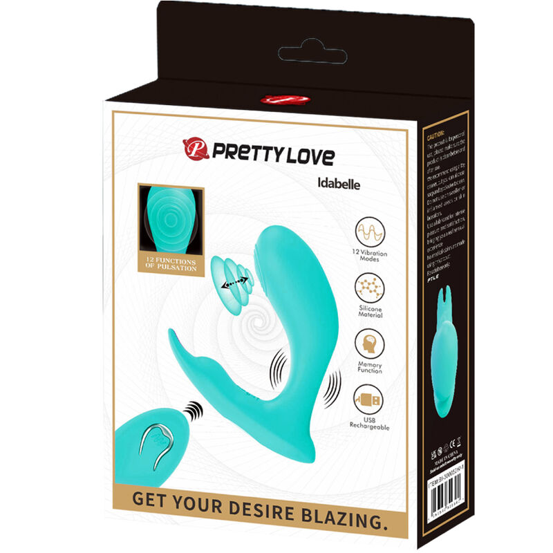 Télécommande à vibration et pulsation idabelle bleu — PRETTY LOVE, vue 7