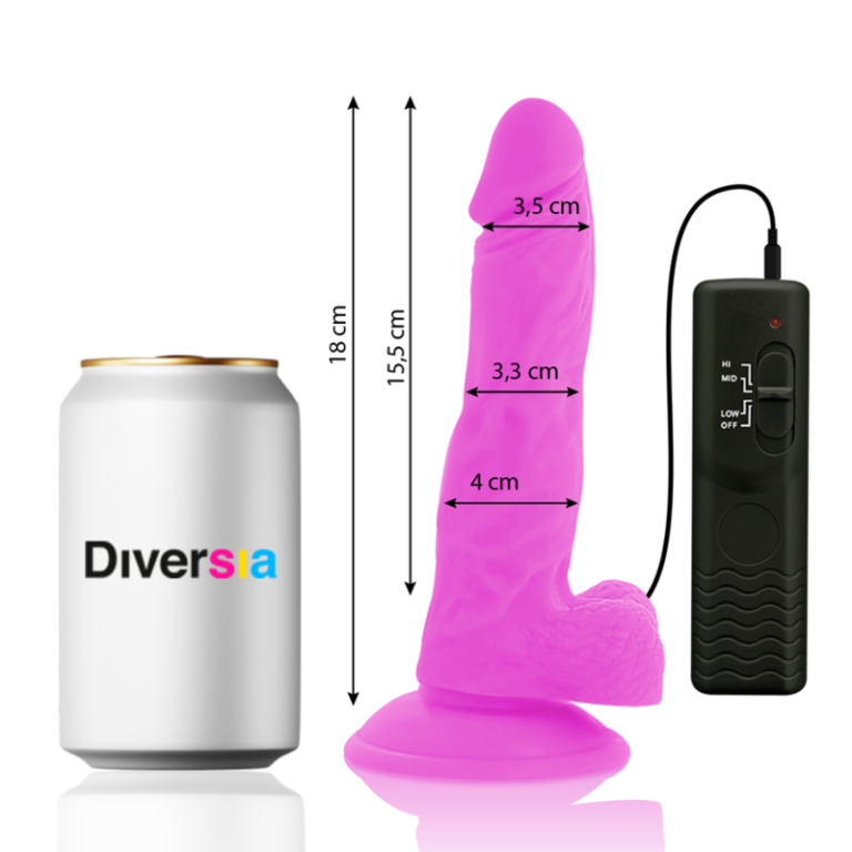 Dildo vibrant flexible violet 18 CM -O- 4 CM — DIVERSIA, vue 3