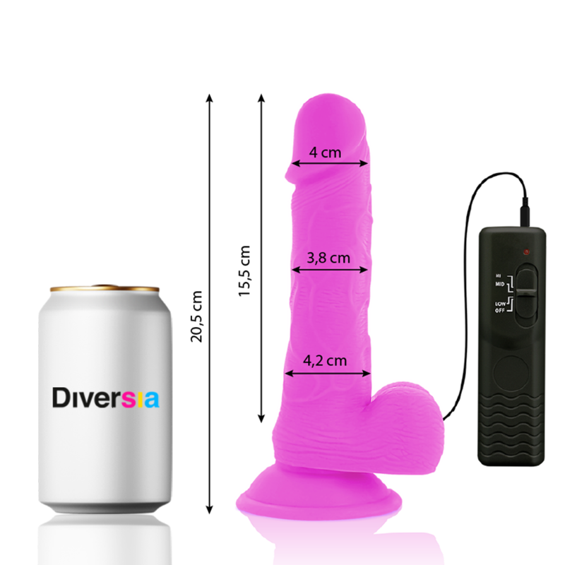 Dildo vibrant flexible violet 20.5 CM -O- 4.2 CM — DIVERSIA, vue 3