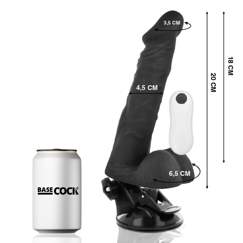Vibrateur articulable télécommande noir 20 CM -O- 4.5 CM — BASECOCK, vue 2