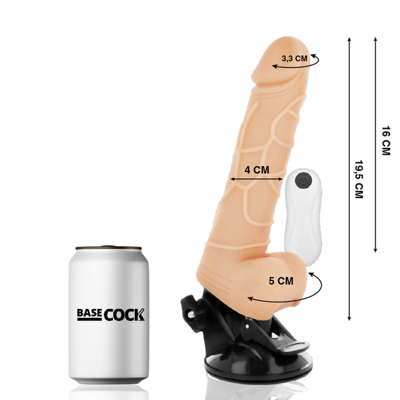 Vibrateur réaliste télécommande naturel avec TESTICULES19.5 CM -O- 4 CM — BASECOCK, vue 2