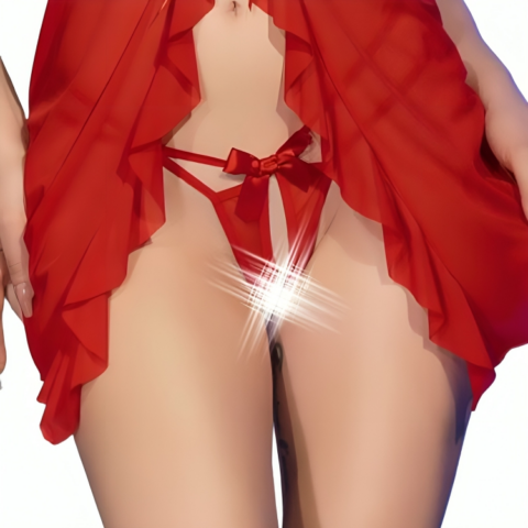 Babydoll & string sans crochet rouge S/M — CHILIROSE, vue 2
