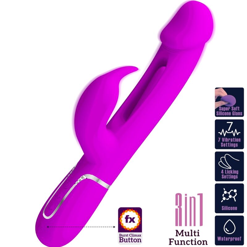 Vibrateur dejon rabbit 3 en 1 multifonction fucsia — PRETTY LOVE, vue 10