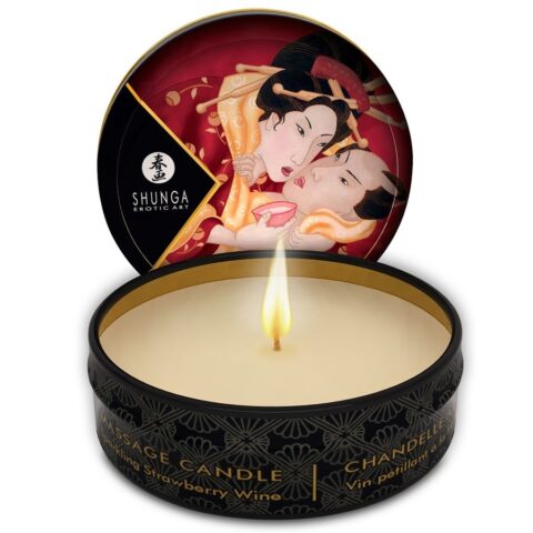Mini caresse aux chandelles fraises et bougie de massage cava 30 ML — SHUNGA