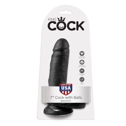 7 Gode noir avec boules 17.8 CM — KING COCK