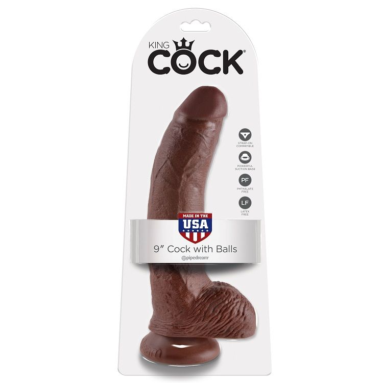9 Gode marron avec boules 22.9 CM — KING COCK, vue 2
