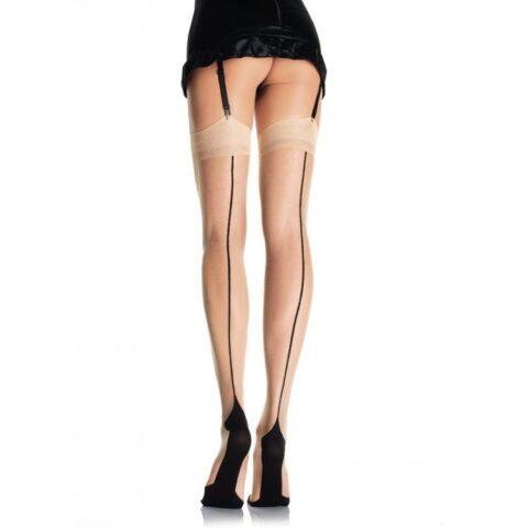 Bas nude avec talon cubain et couture DOS — LEG AVENUE