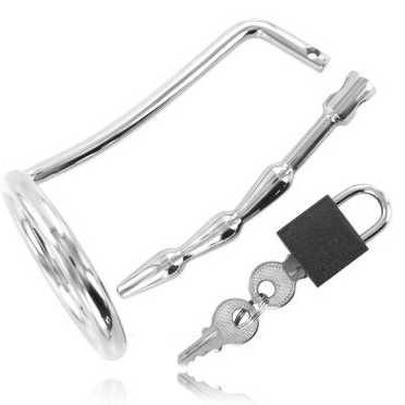 Anneau de testicule avec bouchon de chasteté urétral — METAL HARD