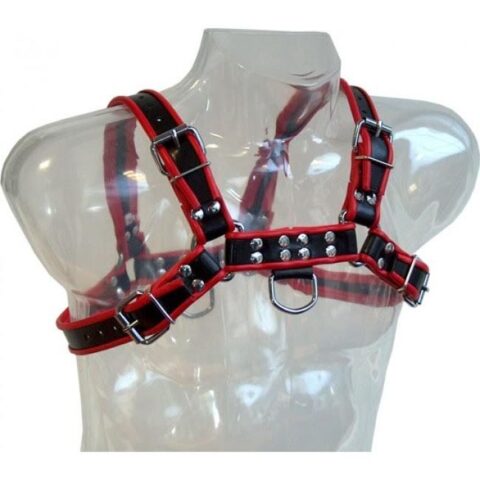 Harnais chaîne III noir / rouge — LEATHER BODY