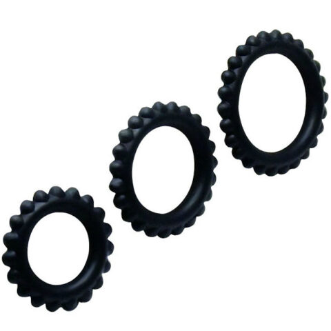 Titan set 3 PCS cock ring noir 2.8 + 2.4 + 1.9 CM — BAILE