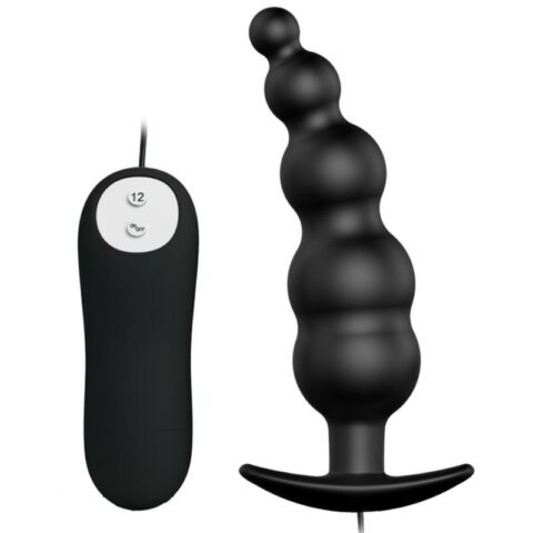 Plug anal silicone extra stimulation et 12 modes de vibration noir — PRETTY LOVE